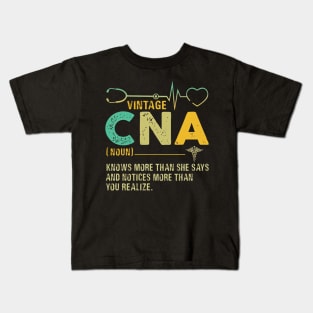 Vintage CNA Knows More Than She Says Kids T-Shirt